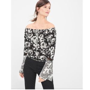 White House Black Market Floral Peasant Blouse